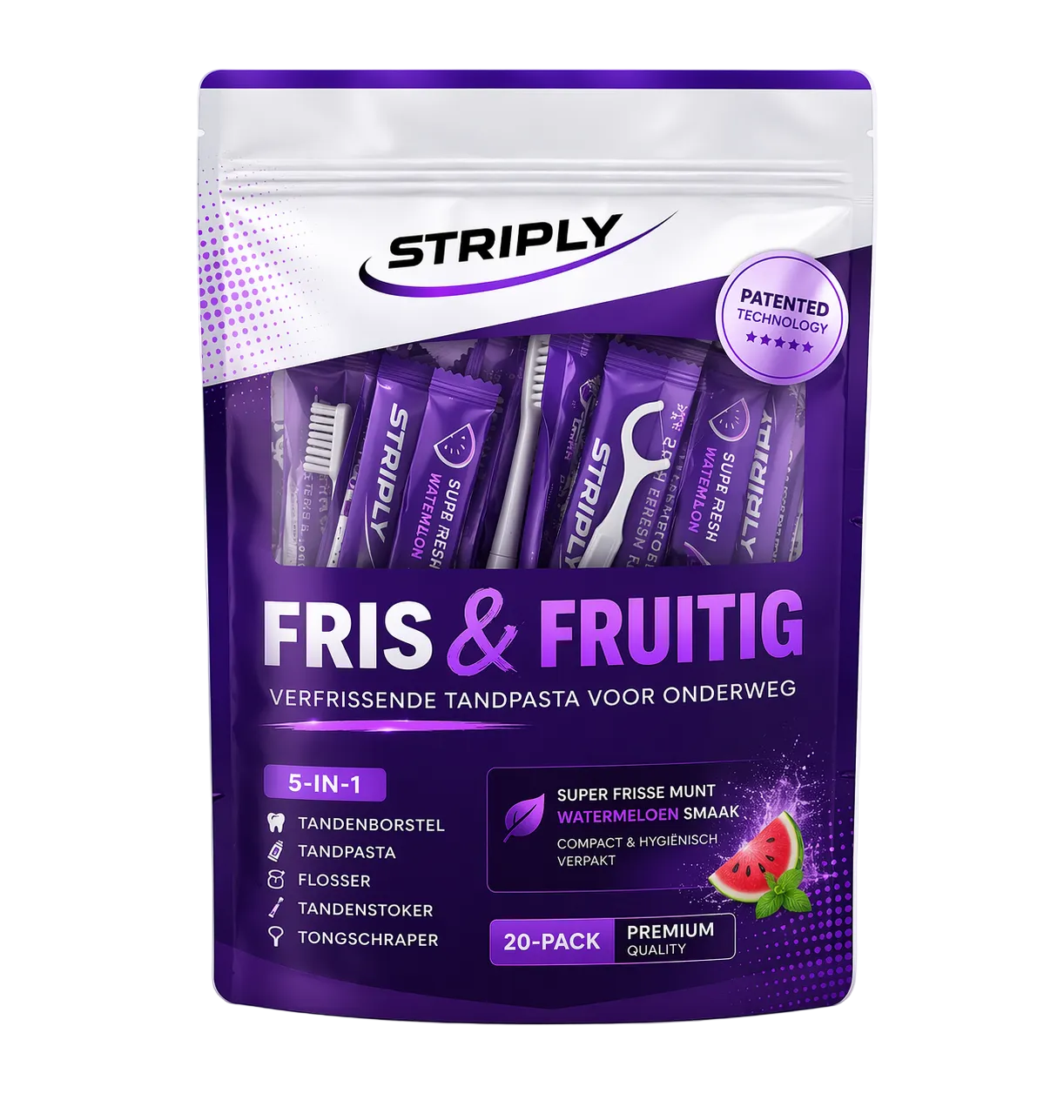 Striply 5 in 1 Tandenborstel Fris & Fruitig - Watermeloen